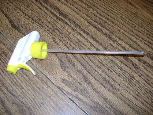 Yellow plastic trigger sprayer 3 3/4&#034; round fits standard bottles 7&#034; tube (15) for sale