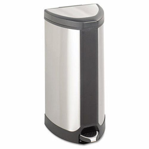 Safco Step-On 10 gallon Waste Receptacle, Stainless Steel, Chrome (SAF9687SS)