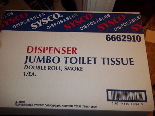 2 NEW BRAND SYSCO TWIN JUMBO TOILET TISSUE PAPER DISPENSER SMOKE