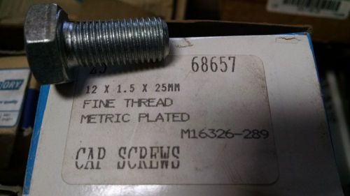 x5 Pieces - Metric M12-1.5 x 25 Hex Head Cap Screw 8.8 Full Thread Zinc Plated