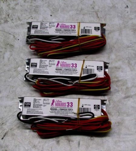 Lot of 3 fulham workhorse 33 solid state electronic ballast 120v cwh33-120-l for sale