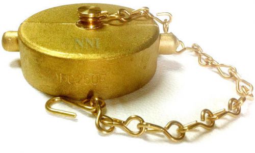 2-1/2&#034; NST Brass Fire Hose Valve / Hydrant Cap and Chain  - Dixon FC250F