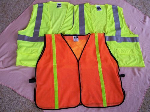 Lot of three (3) safety reflective vests-2 yellow 1 orange radians &amp; glowear-l/x for sale