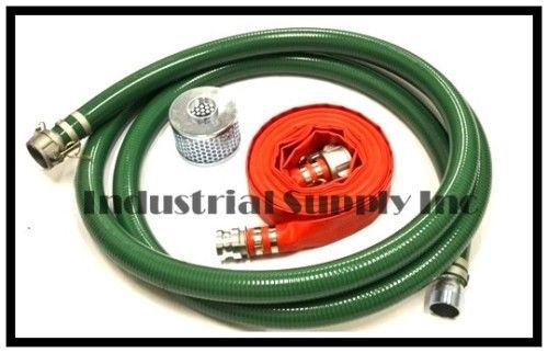 2&#034; water pump suction w/ red discharge hose camlock kit for sale