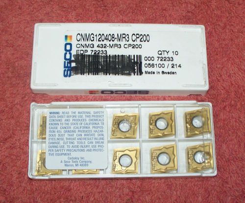 Seco    carbide  inserts   cnmg 432 -mr3    grade   cp200    pack of 10 for sale