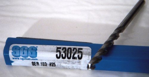 New sgs solid carbide #25 x 2.625  3 flute drill bit #53025 for sale