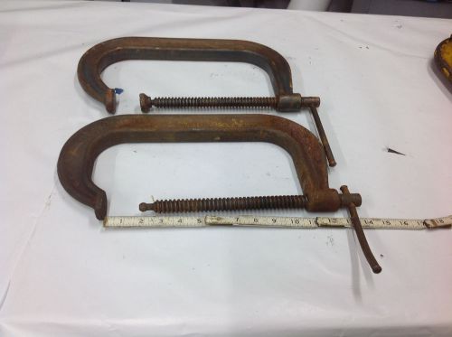 (2) wilton 410  deep throat heavy duty c-clamp 1-3/4-10&#034; opening used tool for sale