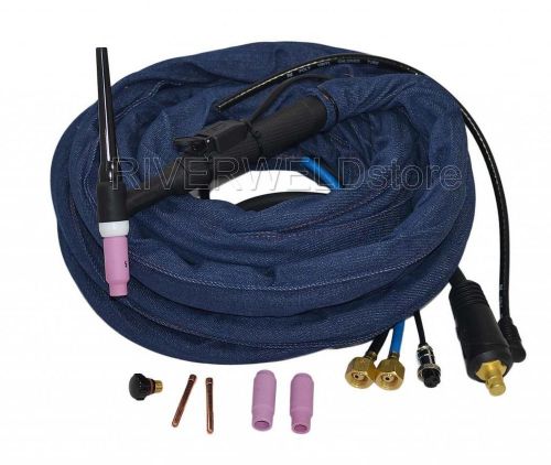 WP-18F-25 7.6M TIG Welding Torch Complete Water Cooled 350Amp Flexible Head Body