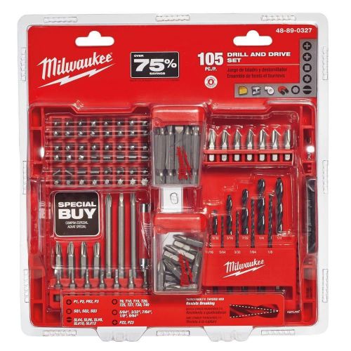 Milwaukee Drill and Drive Bit Set (105-Piece) Over 75% Off 48-89-0327