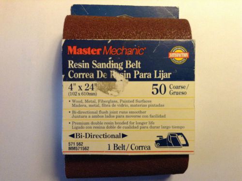 Master Mechanic 4&#034;X24&#034; Resin Sanding Belt Sand 50 Grit Course Bi-Directional