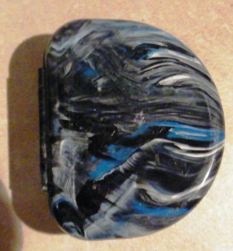 1 cool designer dental retainer case box container for one denture - black blue for sale