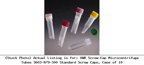 VWR Screw-Cap Microcentrifuge Tubes 3603-879-300 Standard Screw Caps, Case of 10