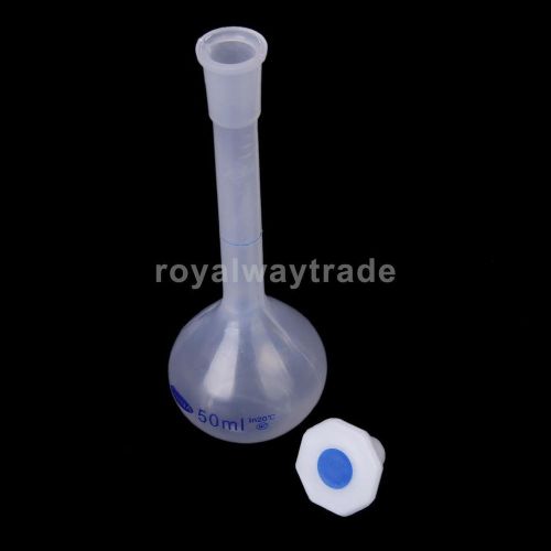 50ml Plastic Volumetric Flask with Cap for Laboratory Test -H 13.5 cm