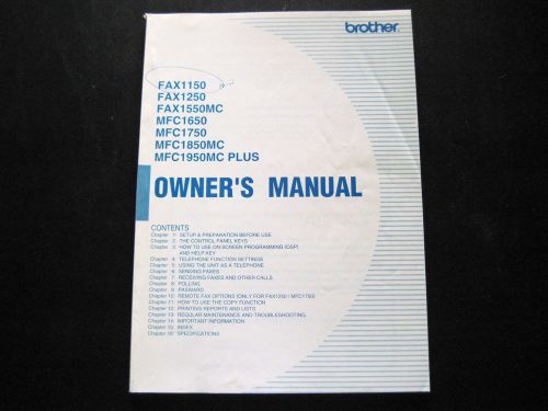 BROTHER FAX MACHINE OWNERS&#039;S MANUAL VARIOUS MODELS