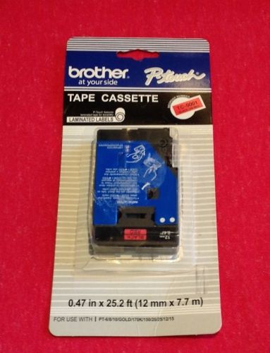 Brother 0.47&#034;  BLACK ON RED P-Touch Laminated TC-5001