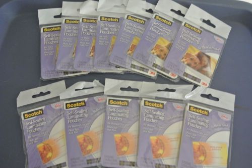 12 PACKS SCOTCH SELF SEAL LAMINATING POUCHES - 85 TOTAL POUCHES
