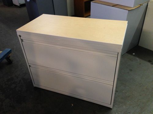 2 drawer lateral size file cabinet w/ laminate top w/lock&amp;key 36&#034;w for sale