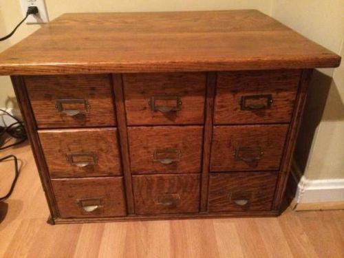 Library Oak Card Catalog Vintage Classic 9 Drawer From December 1902