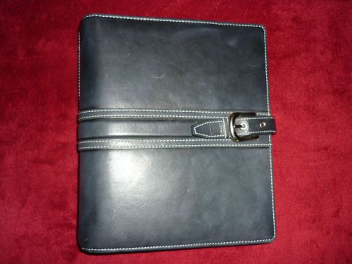Franklin Covey Binder Planner Black Distressed Leather with white stitching magn
