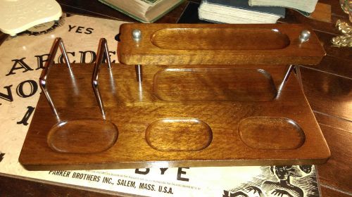 Vintage Mid Century 2 Tier Desk Organizer Dresser Caddy Letter Classy Wood!