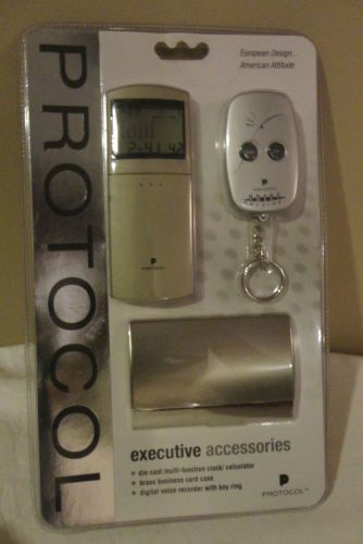 Protocol Executive Accessories Clock / Calculator / Card Case/ Key Rings NEW