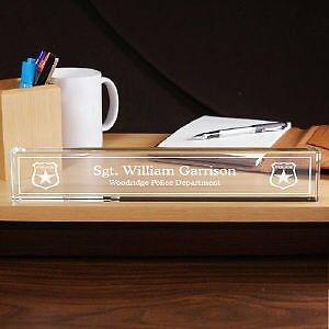Personalized Police Officer Desk Name Plate Enraved Glass Police Department Gift