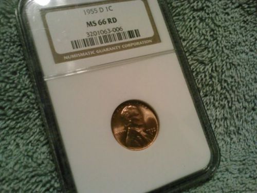 US 1955 D UNC BU Graded NGC MS66 Red Wheat Cent very RARE penny