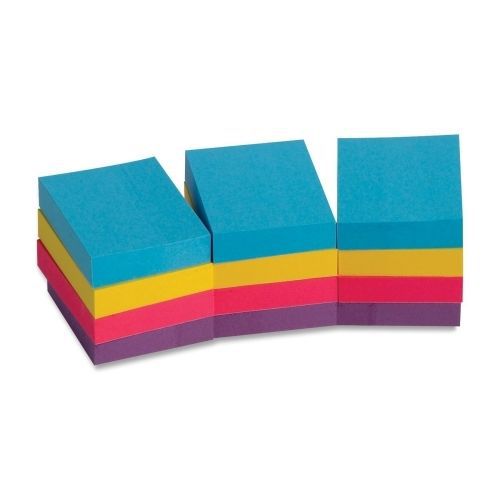 Business Source Plain Adhesive Note -1.5&#034;x2&#034;-Assorted-12/Pk- BSN16498