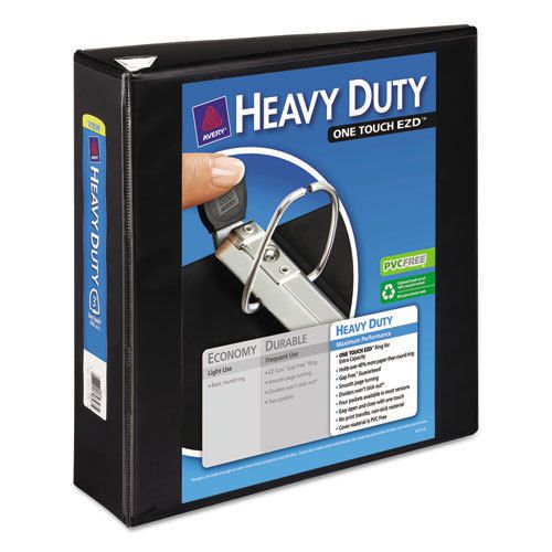 Heavy-Duty View Binder with One Touch EZD Rings, 3&#034; Capacity, Black