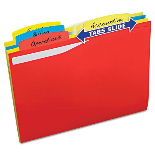 Slide &amp; Lift Tab File Folder, Letter, 1/3 Cut Tab, Assorted, 24/Pack