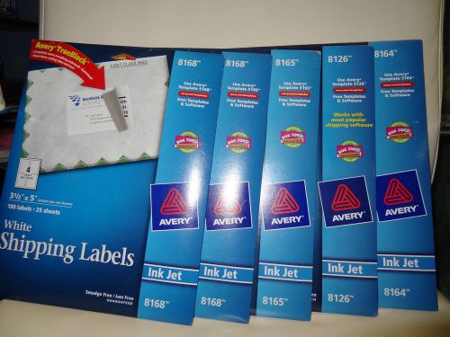 Avery Shipping Labels for Ink Jet Printers, 5 Sets, Various Sizes - Brand New