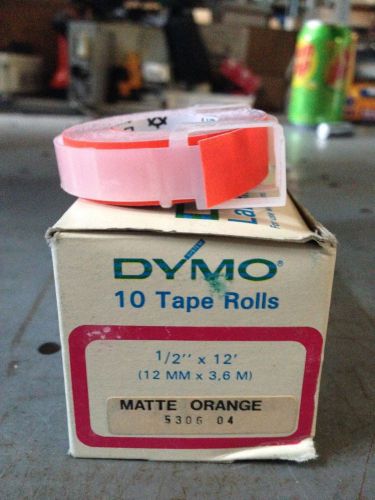 10 Pack Dymo 1/2&#034; x 12&#039; MATTE ORANGE Embossing Tape Label Magazine Maker 2300