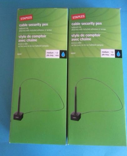 Lot of (2) Cable Security Pen - Blue Ballpoint - Staples 18287 - New in Box