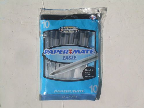 Paper Mate Eagle BallPoint Pens Black Ink Medium Point 10 Pack Ultra Smooth