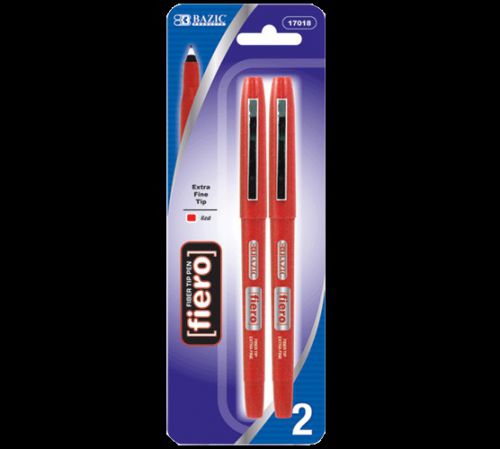 BAZIC Fiero Red Fiber Tip Fineliner Pen (2/Pack), Case of 12
