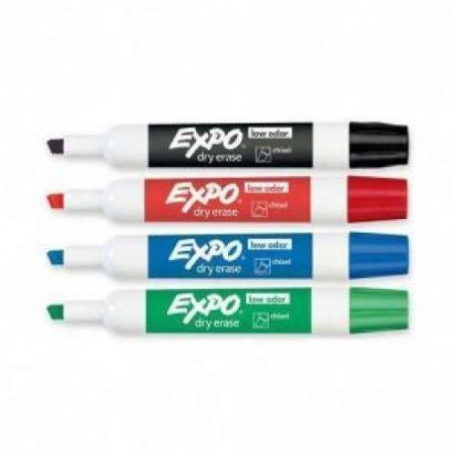 Expo Low Odor Chisel Dry Erase Marker Asst 4pk  #80074 Carded Pack  of 4 Markers