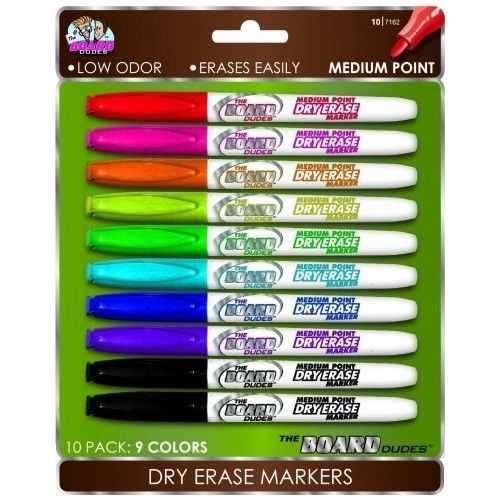 Dry Erase Markers Board Dudes Low Odor Assorted Colors Black White Board Medium