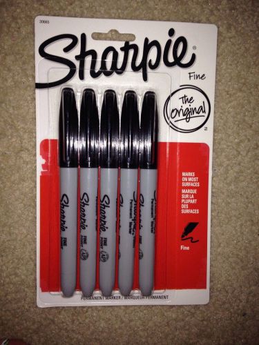 NEW SHARPIE FINE POINT PRECISION PERMANENT MARKERS BLACK INK PACK OF 5