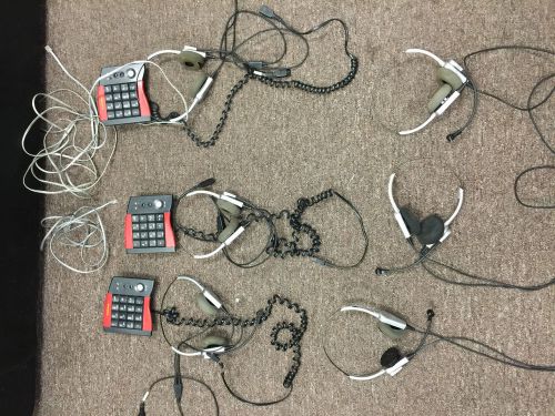 Lot of 3 Smith Corona HP-100 Dial Pads &amp; Binaural Headsets &amp;3 bonus Headsets