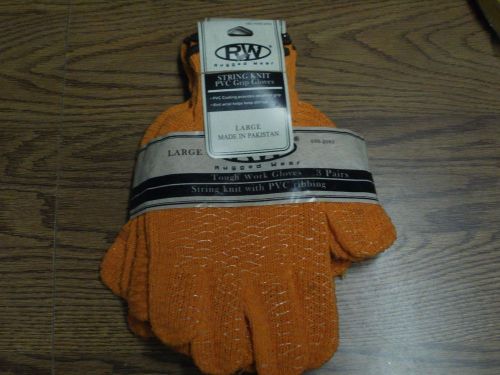 BRAND NEW 3pk Rugged Wear Gloves PVC Coated Knit Work Gloves!!!