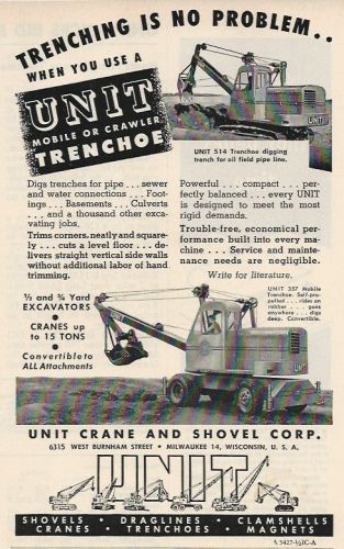 1949 UNIT Trenchoes ad, Model 514 track &amp; 357 rubber-tire