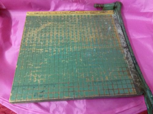 vintage wooden heavy duty guillotine paper cutter 13&#034; inch