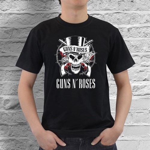 New Guns N&#039; Roses Skull Pistols Rock Mens Black T Shirt Size S, M, L, XL - 3XL