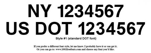 State or Federal DOT (Department of Transportation) Number Decals - Set of two