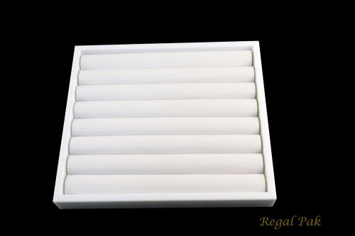 White Half Size Tray With White Leatherette 1&#034;H Ring Slot Foam