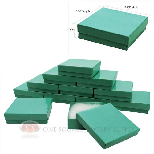 12 teal blue cotton filled gift boxes 3 1/2&#034; x 3 1/2&#034; jewelry pendant box for sale