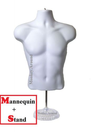 Male Mannequin Torso Body Dress Form Men Display Clothing Hanging + Decor Stand