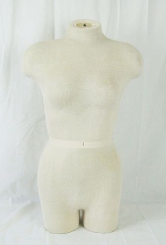 Female Torso Full Body Mannequin Hollow Cloth Covered Ivory Display Dress Form