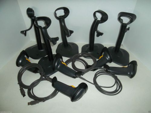 5 symbol motorola black ls2208 barcode scanners oem usb cables,oem stands kit! for sale