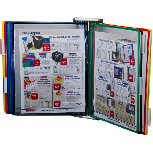 Tarifold W291 Wall Mounted 10 Pocket Reference Rack, Holds 20 8.5 x 11&#034; Sheets